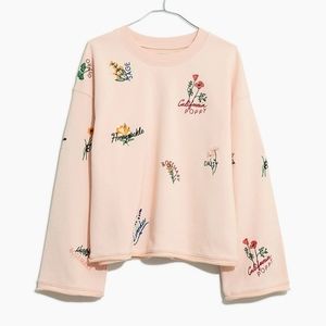 Madewell botanical embroidered bell-sleeve sweatsh